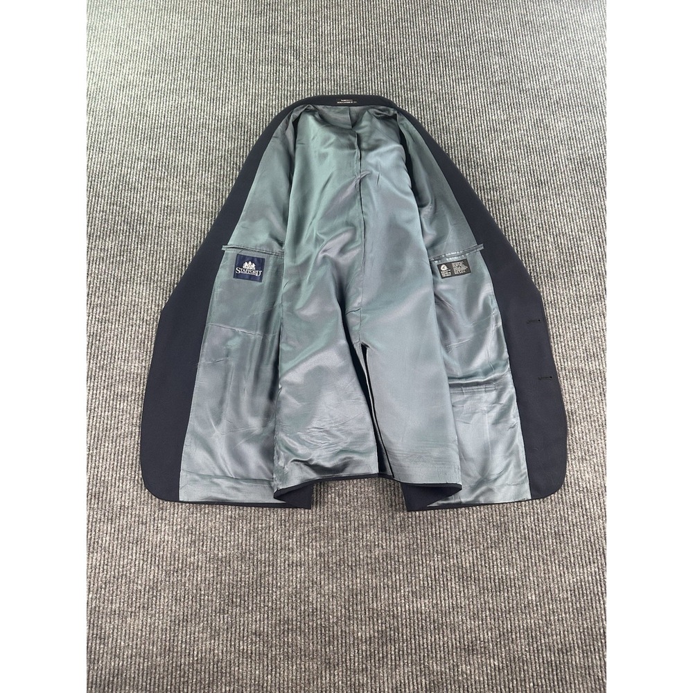 Vintage Stafford Blazer 50 L Blue Wool Premium University Golden Button Logo - Picture 13 of 14